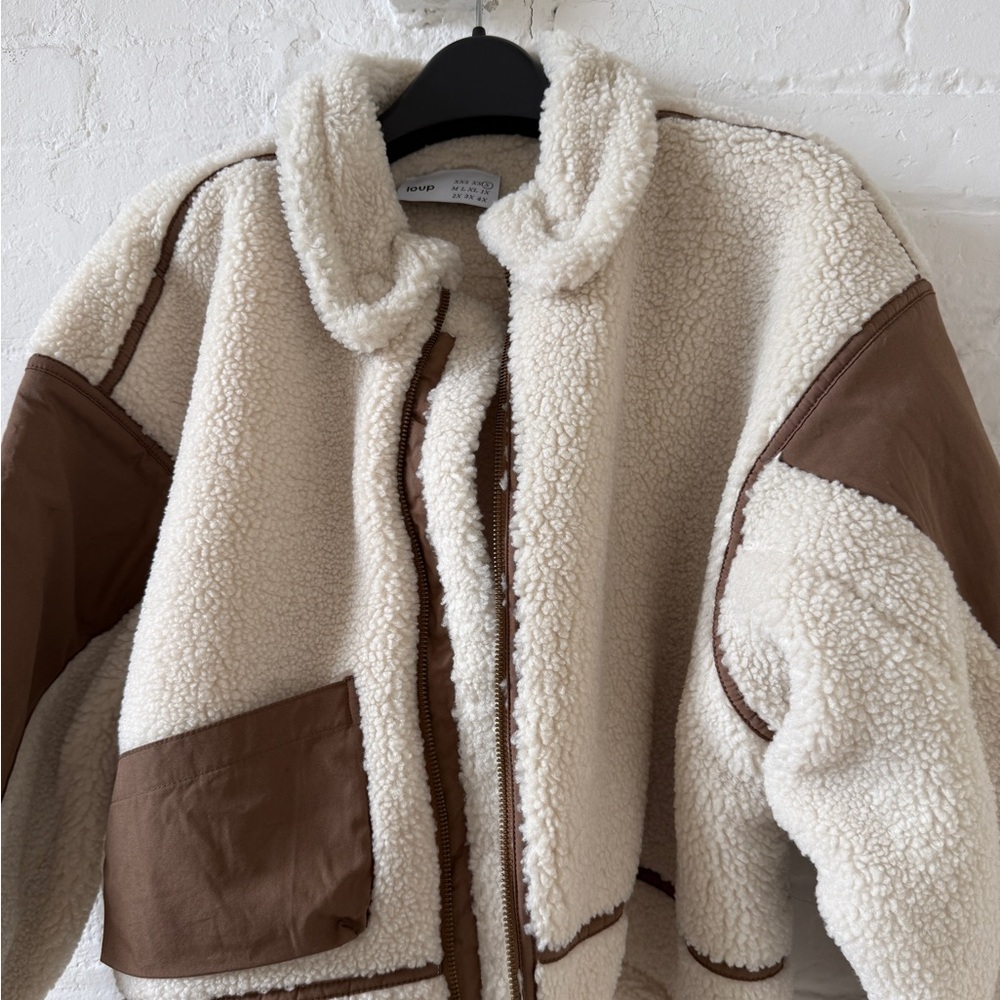 NEW VANESSA SHEARLING BOMBER JACKET - IVORY - Picture 3 of 9